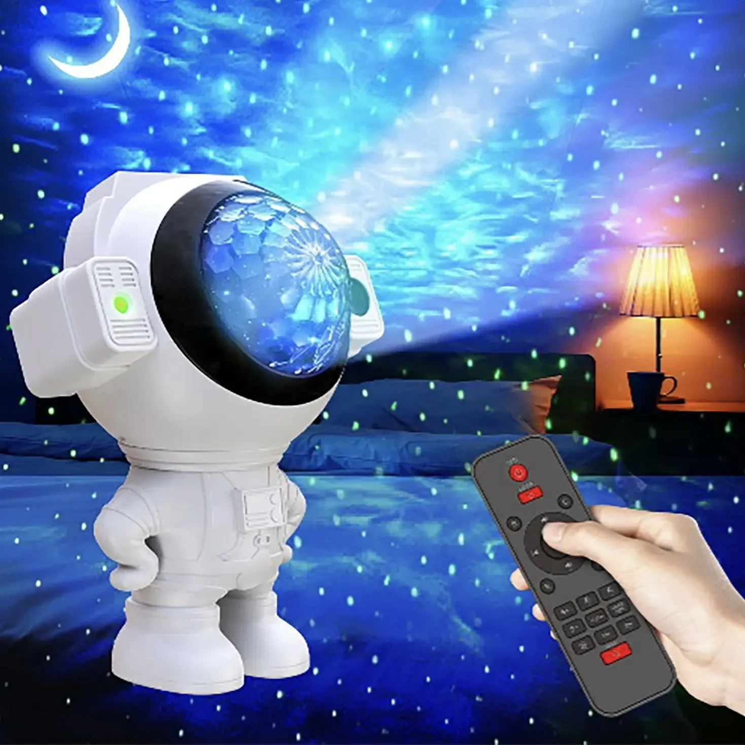 Proyector de luz de astronauta inteligente, luz de noche estrellada con Bluetooth, altavoz de música con lámpara de proyección de astronauta de galaxia estrellada