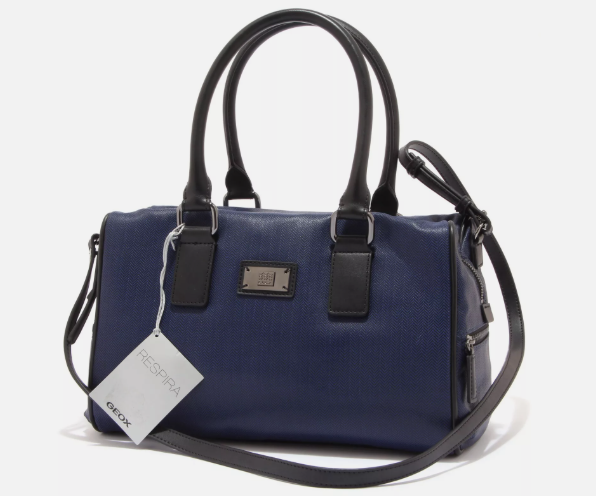 Bolso de mujer GEOX RESPIRA, bolso de mano en ecopiel azul con bandolera