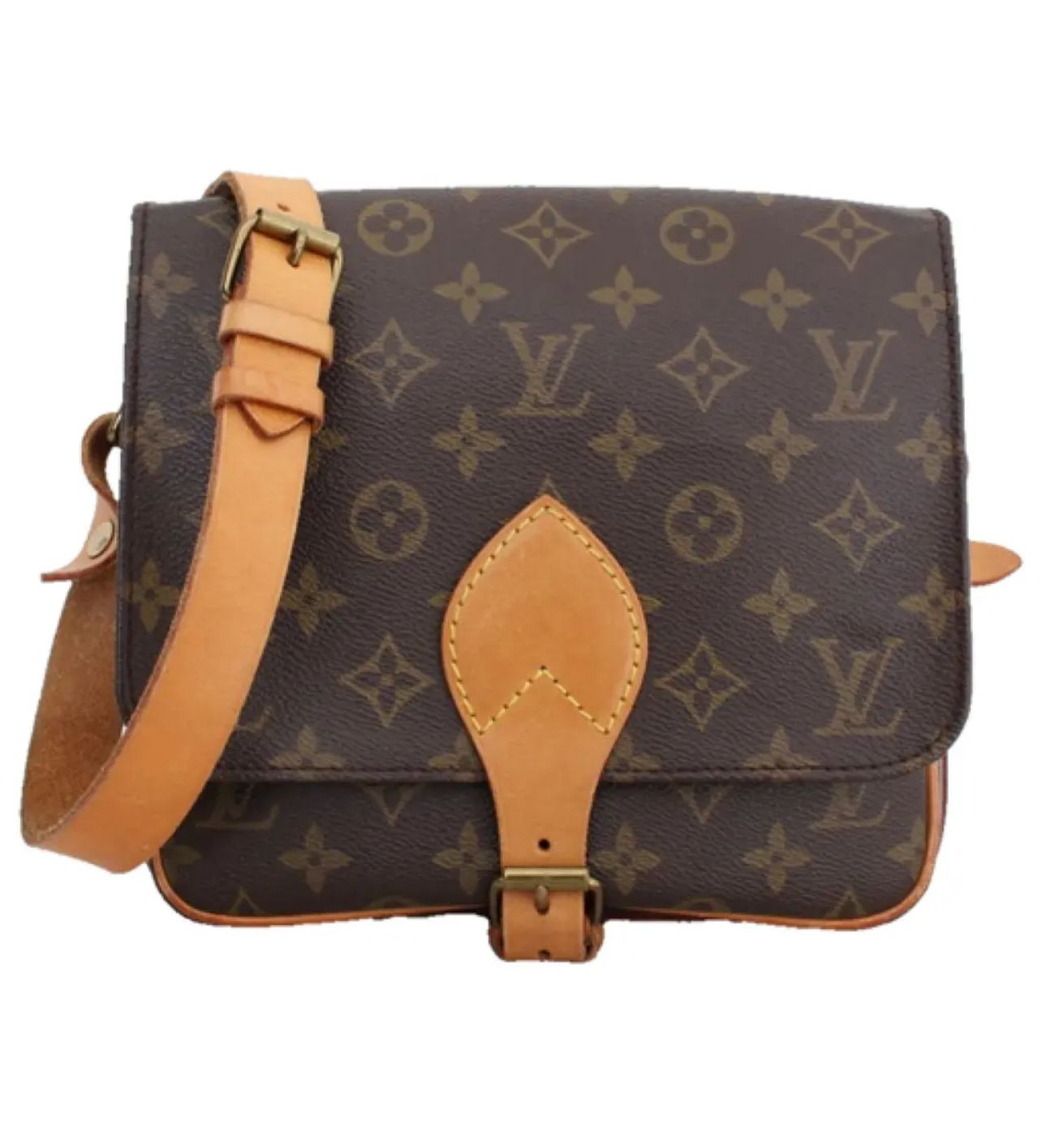 Louis Vuitton Bandolera Cartouchière de piel Muy buen estado Marrón, Cuero