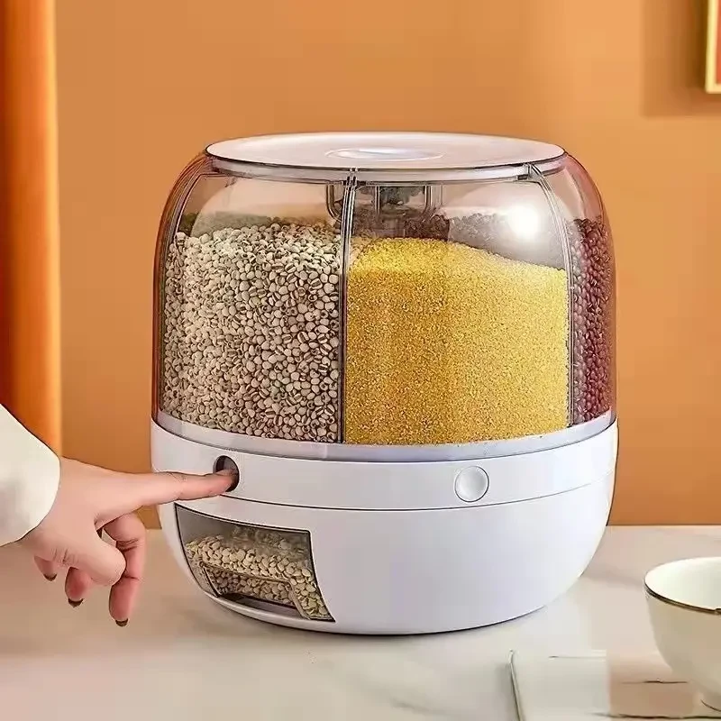 Dispensador Giratorio para Cocina 6 Rejillas a Prueba de Humedad Almacenamiento de Cereales y Granos
