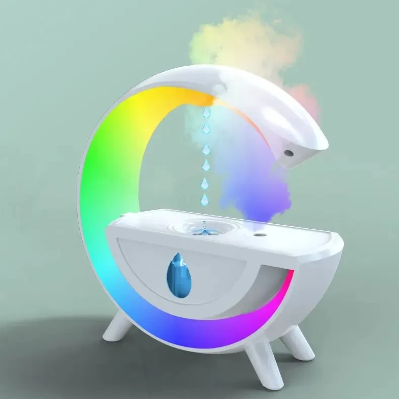 Difusor de aroma con reflujo de gotas de agua creativo, humidificador antigravedad con luz colorida
